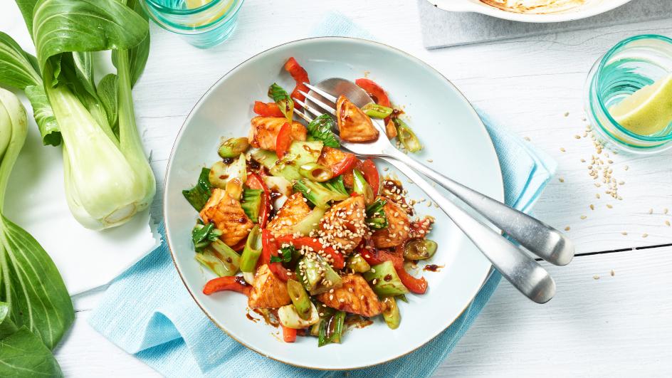 Teriyaki lašiša su daržovėmis