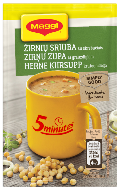 MAGGI 5minutes tirpi žirnių sriuba su skrebučiais 22g