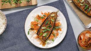 Japoniškas miso baklažanas su teriyaki pasta